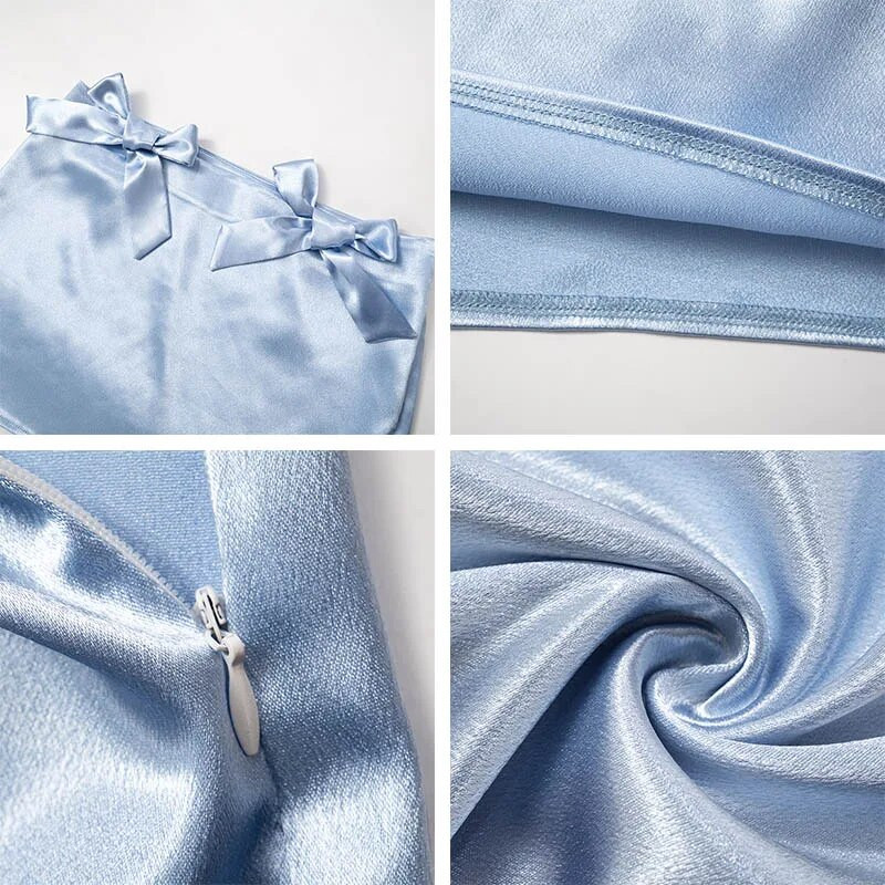 Fém kötésű masnis szoknya vékony rövid szoknya női tavaszi új egyszínű alkalmi mini szoknya Drop Szállítás