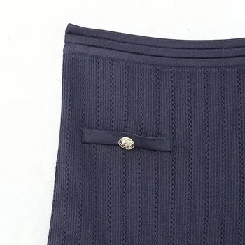 TRAF Γυναικείες φούστες Χειμώνας άνοιξη 2024 Μίνι πλεκτές φούστες Μεσομεσαία φούστα με χρυσό κουμπί Φούστες κορεατικού στυλ Φούστες σχεδιαστών πολυτελείας