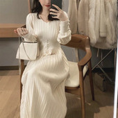 Kötött ruha női alkalmi hosszú ujjú retro elegáns irodai pulóver ruha női őszi és téli egyrészes ruha Vestidos
