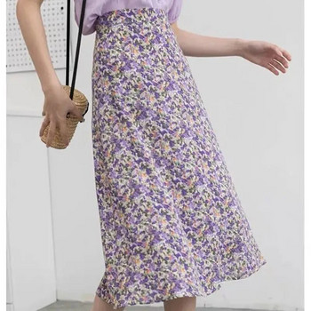 Лятна многоцветна флорална дамска облекло с големи размери, дълга пола, реколта, плисирана пола с висока талия, широка пола на улицата