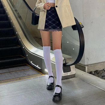 Винтидж карирана двуслойна мрежеста пола Прави мини поли с висока талия Фея гръндж Streetwear Корейски шик Y2K поли