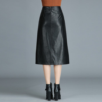 Young Gee Ανοιξιάτικη Γυναικεία Φούστα Μόδα PU Δερμάτινη μίντι ψηλή μέση σε γραμμή Α Κομψά ρούχα γραφείου Φούστες Saias Plus Size