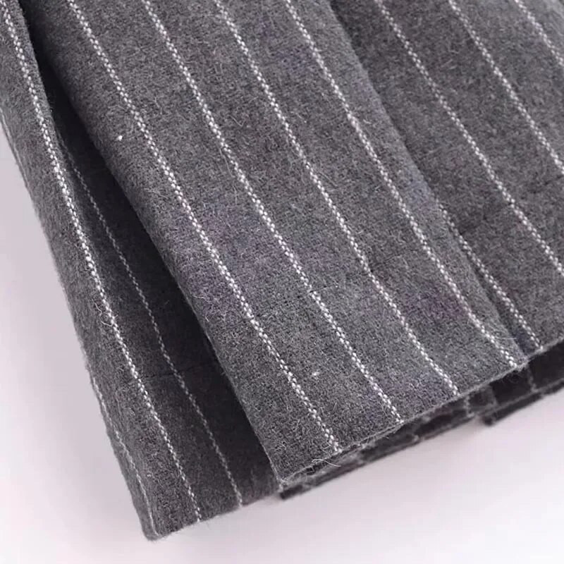 TRAF Ženske suknje Jesen Zima Prugasta plisirana suknja Mini mješovita suknja srednjeg struka Elegantne dizajnerske suknje za zabave Ženske luksuzne