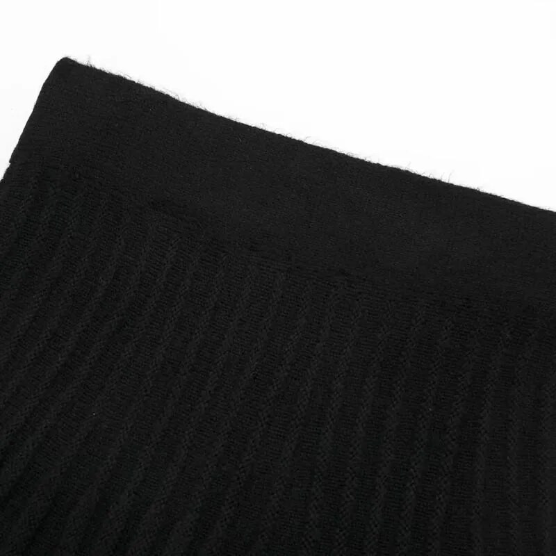 TRAF Kötött rakott szoknya Női szoknyák Téli Tavasz 2024 Mini fekete középső derékszoknya Új szoknyákban Elegáns és elegáns szoknyák