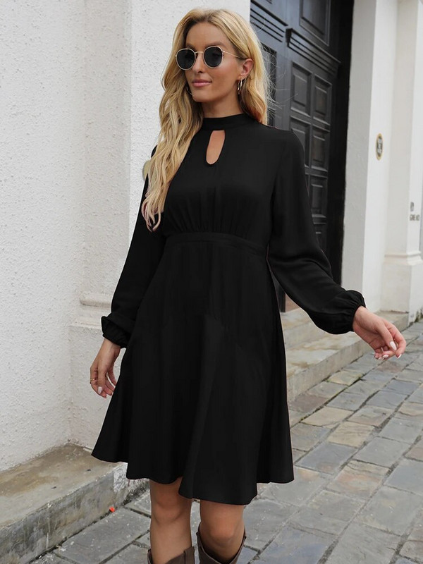 Női alkalmi hosszú ujjú ruhák Empire derék, térdig érő, A-vonalú lengő ruha