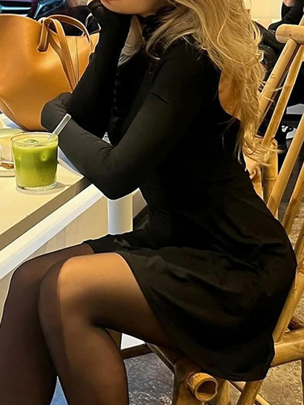 Ženske kratke haljine bez leđa, elegantna haljina na vezanje s mašnom Ženska ljetna haljina dugih rukava Ženska noćna haljina uz tijelo