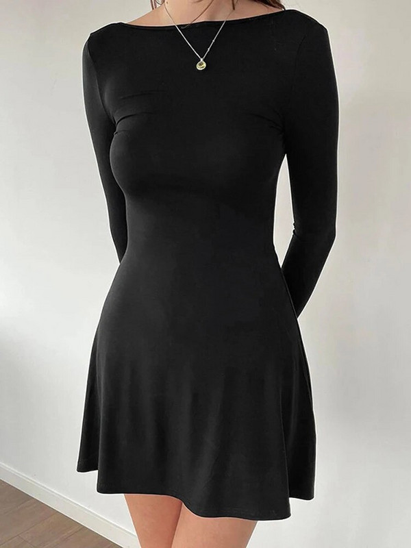 Ženske kratke haljine bez leđa, elegantna haljina na vezanje s mašnom Ženska ljetna haljina dugih rukava Ženska noćna haljina uz tijelo