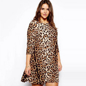 Γυναικείο φόρεμα λεοπάρ γυναικείο φόρεμα με μανίκια τρία τέταρτα μέχρι το γόνατο Καλοκαιρινό ανοιξιάτικο φόρεμα Γυναικείο κομψό φόρεμα κούνιας γραφείου 6XL