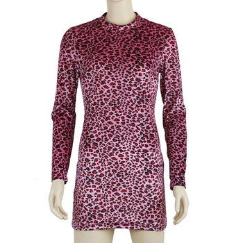 Jocoo Jolee Γυναικεία Μόδα Leopard Print Bodycon Φόρεμα Φθινοπωρινό Χειμώνα Σέξι μακρυμάνικο στενό μίνι φόρεμα Casual Club φόρεμα επίδεσμο