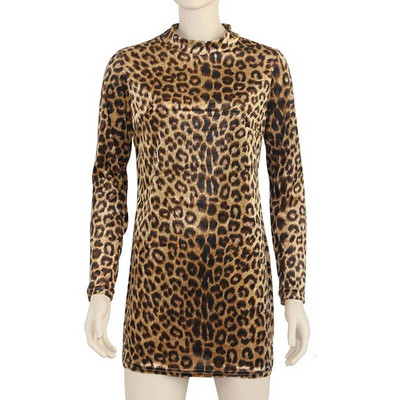 Jocoo Jolee naiste moodne leopardimustriline kehakleit sügistalvine seksikas pikkade varrukatega liibuv minikleit vabaaja klubi sidemega kleit