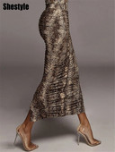 Shestyle fuste creion lungi cu fante din leopard femei sălbatice cu volan sexy push up talie înaltă sexy clubwear office ținute pentru doamnă navetă