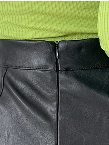 Seoulish черни дамски поли с обвивка от изкуствена PU кожа 2023 Ново работно облекло с висока талия Дамски моливи с обвивка Дамски есенни и зимни