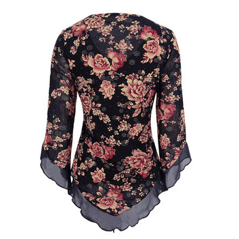 Yitonglian Plus Size Γυναικείο πουκάμισο 2020 Μπλούζες Floral Tunic Μπλούζες Casual Flare Μακρυμάνικο Μπλούζα Μπλούζα Μπλούζα κομψό H369R