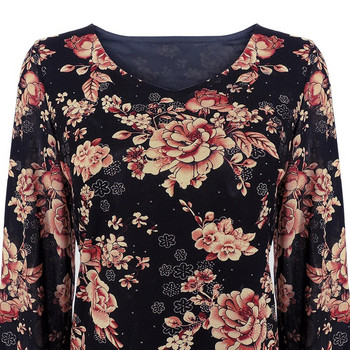 Yitonglian Plus Size Γυναικείο πουκάμισο 2020 Μπλούζες Floral Tunic Μπλούζες Casual Flare Μακρυμάνικο Μπλούζα Μπλούζα Μπλούζα κομψό H369R