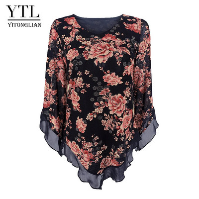 Yitonglian košulja velikih veličina Ženske 2020. Bluze Cvjetne tunike Topovi Ležerna košulja širokih rukava Duga bluza Košulja blusas elegantna H369R