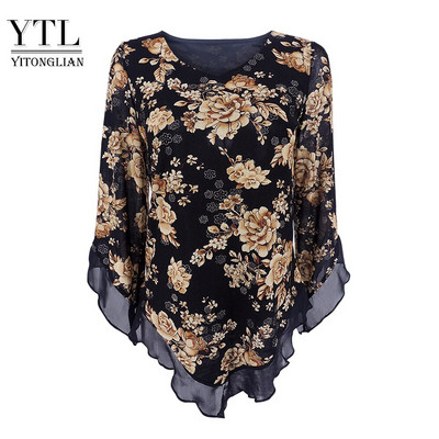 Yitonglian košulja velikih veličina Ženske 2020. Bluze Cvjetne tunike Topovi Ležerna košulja širokih rukava Duga bluza Košulja blusas elegantna H369R