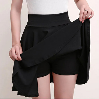 2023 Flared φούστες Γυναικεία βασική μόδα σορτς φούστα Ευέλικτο Μαύρο Casual Mini Skater Μεσαίο πλισέ χνουδωτή φούστα σε συν μέγεθος