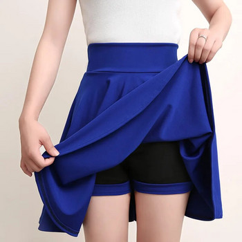 2023 Flared φούστες Γυναικεία βασική μόδα σορτς φούστα Ευέλικτο Μαύρο Casual Mini Skater Μεσαίο πλισέ χνουδωτή φούστα σε συν μέγεθος