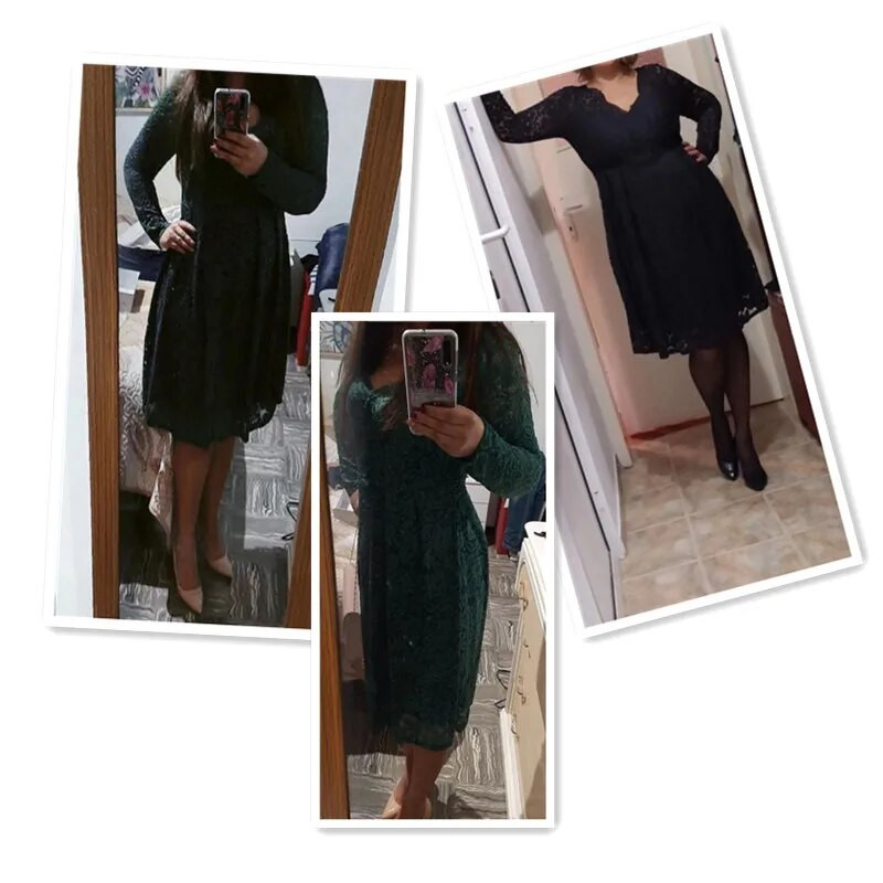 Ženske haljine V-izrez s otvorenim ramenima Čipkana večernja haljina dugih rukava Haljina Proljeće Jesen Vestido Invierno Mujer