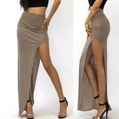 New Fashion Fuste Split Femei Sexy Fuste Lungi Sexy Fusta Deschisă Deschisă Deschisă Laterale Fustă Lungă Talie Înaltă Fusta Maxi Negru