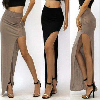 Νέα μόδα σπαστές φούστες Γυναικείες Σέξι μακριές σέξι φούστες Ανοιχτές πλαϊνές φούστα σπαστές μακριά ψηλή μέση με ψηλό σκίσιμο μάξι φούστα μαύρη