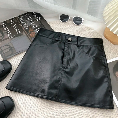 Yitimoky mini kožne suknje za žene 2022. Korejska moda Vintage Streetwear Party Club Night Seksi super kratke metalne pu suknje