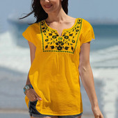 Naiste topid ja pluusid Boho Beachi lühikeste varrukatega särgitopsid 2020. aasta suvised moodsad t-särgid, vabad vabaaja lillemustriga naisteriided