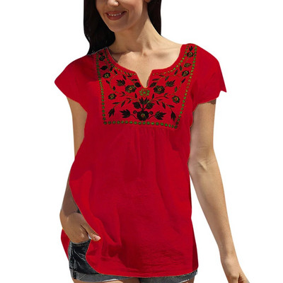 Naiste topid ja pluusid Boho Beachi lühikeste varrukatega särgitopsid 2020. aasta suvised moodsad t-särgid, vabad vabaaja lillemustriga naisteriided