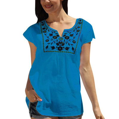 Naiste topid ja pluusid Boho Beachi lühikeste varrukatega särgitopsid 2020. aasta suvised moodsad t-särgid, vabad vabaaja lillemustriga naisteriided