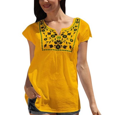 Naiste topid ja pluusid Boho Beachi lühikeste varrukatega särgitopsid 2020. aasta suvised moodsad t-särgid, vabad vabaaja lillemustriga naisteriided