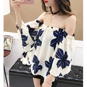 Μπλούζα σιφόν Καλοκαιρινό τοπ Γυναικείο πουκάμισο με φλοράλ Κορεάτικα σέξι γυναικεία μπλουζάκια και μπλούζες Camisas Mujer 2020 KJ1024