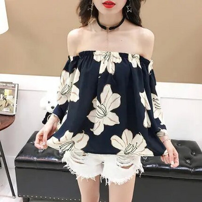 Μπλούζα σιφόν Καλοκαιρινό τοπ Γυναικείο πουκάμισο με φλοράλ Κορεάτικα σέξι γυναικεία μπλουζάκια και μπλούζες Camisas Mujer 2020 KJ1024