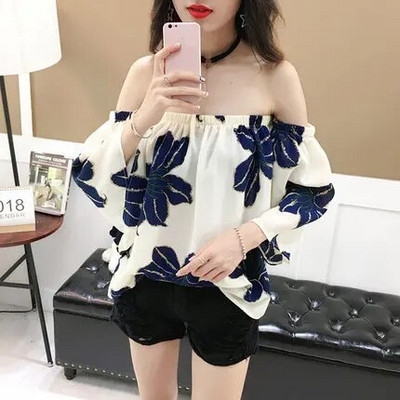 Μπλούζα σιφόν Καλοκαιρινό τοπ Γυναικείο πουκάμισο με φλοράλ Κορεάτικα σέξι γυναικεία μπλουζάκια και μπλούζες Camisas Mujer 2020 KJ1024