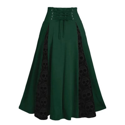 38# Ženske suknje Ženske velike veličine Čipkana patchwork midi suknja visokog struka Gotička plisirana suknja Faldas Jupe Femme Saia Harajuku