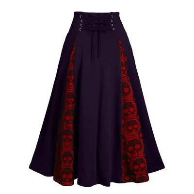 38# Ženske suknje Ženske velike veličine Čipkana patchwork midi suknja visokog struka Gotička plisirana suknja Faldas Jupe Femme Saia Harajuku