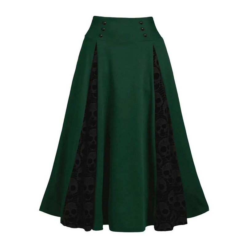 38# Ženske suknje Ženske velike veličine Čipkana patchwork midi suknja visokog struka Gotička plisirana suknja Faldas Jupe Femme Saia Harajuku