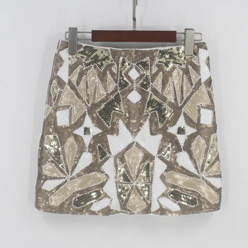 Fusta de petrecere Gatsby Flapper retro anilor 1920 Fusta geometrică cu mărgele cu paiete Fusta creion Jupe Falda Fusta baroc