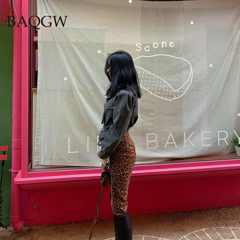 Ženske baršunaste pencil suknje s leopard printom visokog struka, elegantne, izrezane s bočnim prorezima, seksi ženska jesenska suknja Lady Party Club