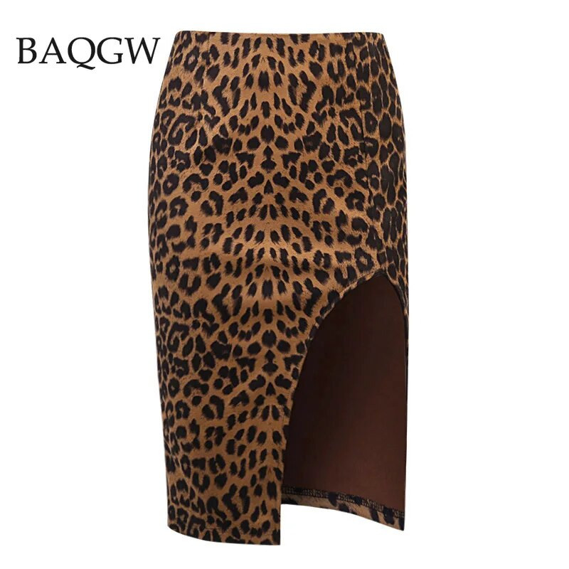 Ženske baršunaste pencil suknje s leopard printom visokog struka, elegantne, izrezane s bočnim prorezima, seksi ženska jesenska suknja Lady Party Club