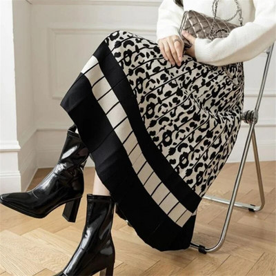 Pletene suknje veličine 40-80 kg s starinskim printom Ženske elastične kišobran suknje visokog struka Ulična odjeća Elegantne duge suknje