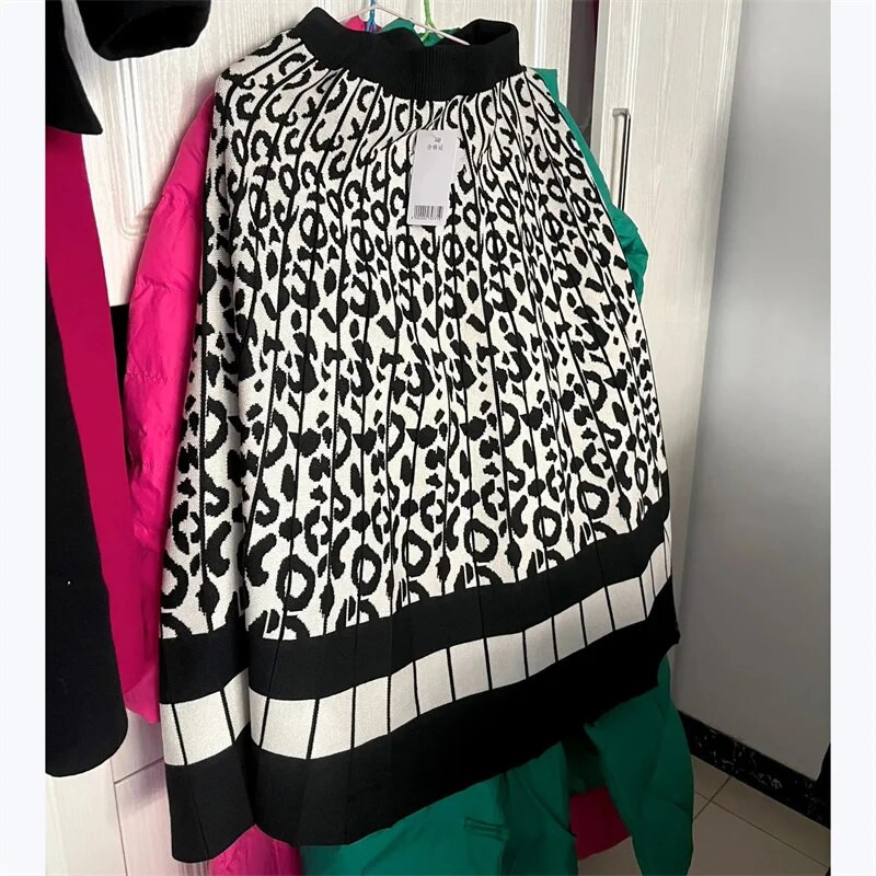 Pletene suknje veličine 40-80 kg s starinskim printom Ženske elastične kišobran suknje visokog struka Ulična odjeća Elegantne duge suknje