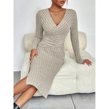 Νέο 2023 Vintage πλεκτό γυναικείο φόρεμα Πακέτο Hip κομψό γυναικείο πλεκτό ElasticityΓυναικείο φθινόπωρο χειμώνα Keep ζεστό μακριά φορέματα