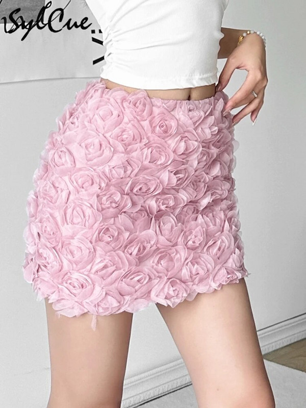 Sylcue Pink Rose Γλυκό χαριτωμένο ευγενικό νεανικό κορίτσι Σέξι με όλα τα ταιριαστά στενή καυτή High Street Μοντέρνα δροσερή γυναικεία φούστα με μολύβι