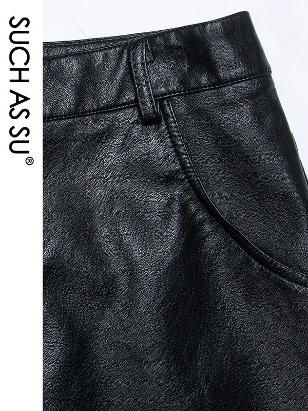 SUCH AS SU za cijelu sezonu 2023. Ženska suknja od PU kože do koljena SML XL XXL XXXL 4XL Ženska crna suknja s jednim kopčanjem veće veličine