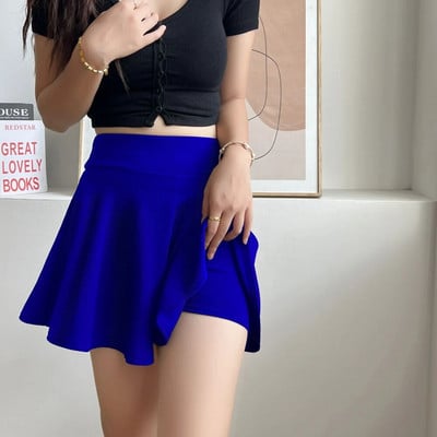 Γυναικείες βασικές φούστες Καλοκαιρινή Μίνι ελαστικές πλισέ φούστες με επένδυση σορτς Κορεάτικη σχολική ομοιόμορφη παντελόνα ασφαλείας Φούστα συν μέγεθος