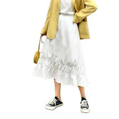 Υψηλή ελαστική μέση Γυναικείες φούστες Candy Χρώμα Μασίφ Άνετες Βαμβακερές μακριές φούστες Plus Size Ruffles Φούστες M-6XL 7XL Λευκό Χακί