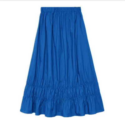 Υψηλή ελαστική μέση Γυναικείες φούστες Candy Χρώμα Μασίφ Άνετες Βαμβακερές μακριές φούστες Plus Size Ruffles Φούστες M-6XL 7XL Λευκό Χακί