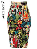 Bavlnená letná bandážová sukňa Dámska priliehavá korčuliarska midi dĺžka Dámska retro vintage ležérna sukňa s vysokým pásom do práce