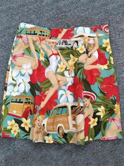 Bavlnená letná bandážová sukňa Dámska priliehavá korčuliarska midi dĺžka Dámska retro vintage ležérna sukňa s vysokým pásom do práce