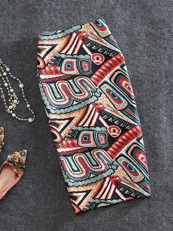 Ženske pencil suknje s otisnutom grafikom Ljeto Jesen Visokog struka Tube faldas Ženska rastezljiva suknja Ženska GD503